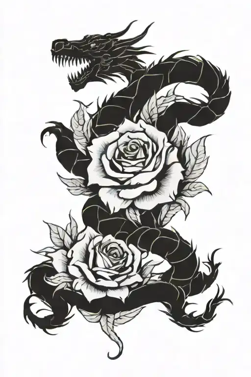 Dragon Coiling Dead Rose