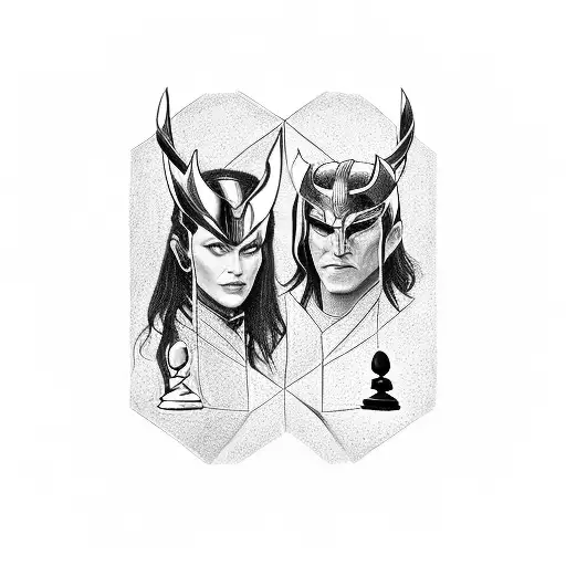 Loki And Hela Playing A Game Of Chess