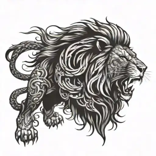 Lion Roaring Fiercely