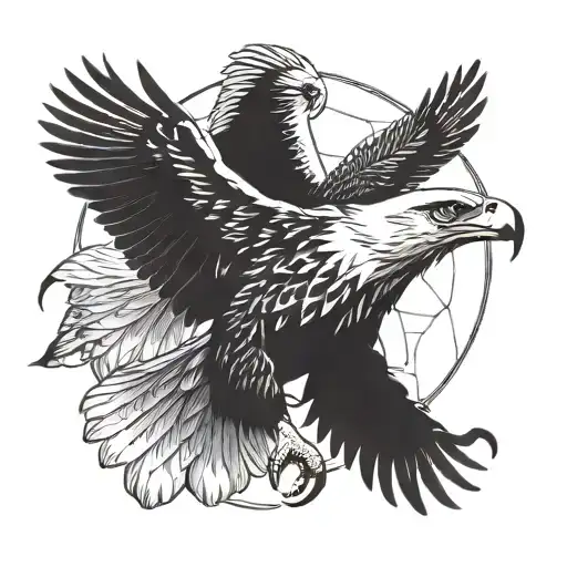 Eagle Hunting A Bird