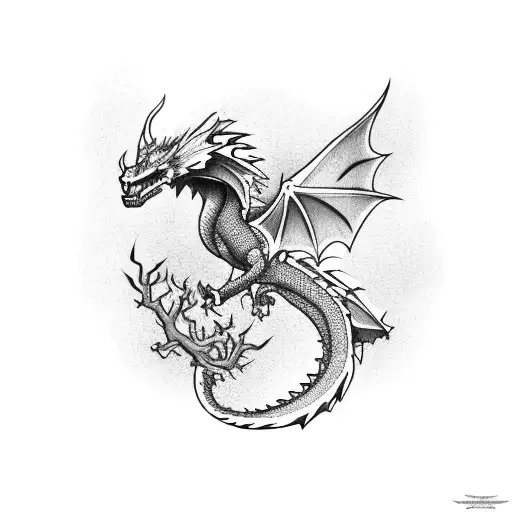 A Majestic Dragon Flying Above A Lush Forest