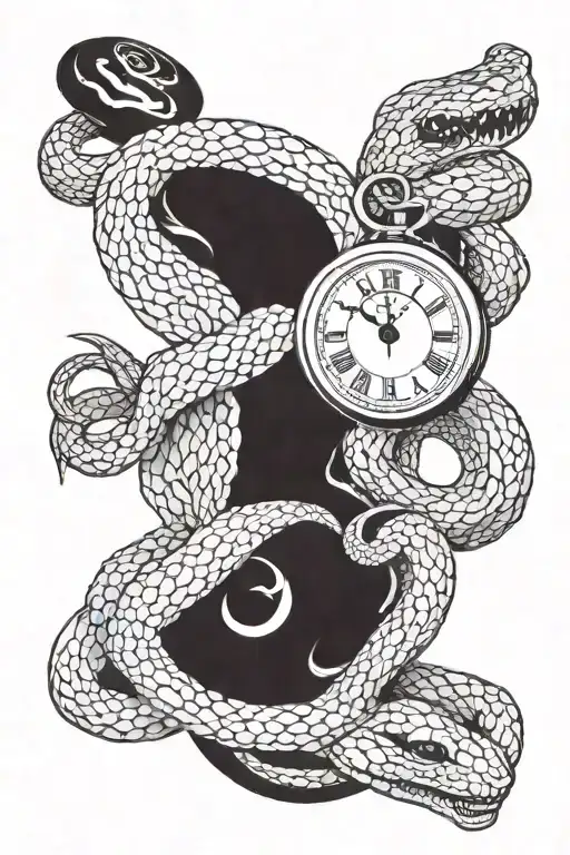 Snake And Clock Surrounded
