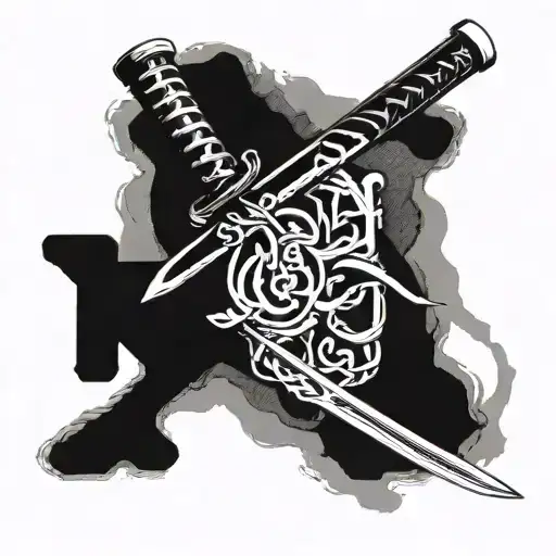 Katana Embedded That Is Complemented With Japanese Letters