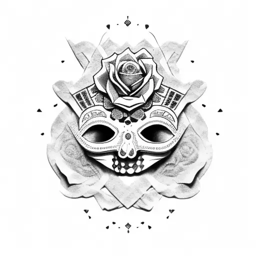 Mayan Mask With Blood Roses