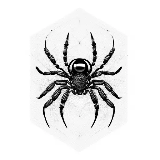 Black And Red Spider With Net