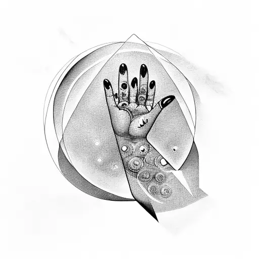 Female Hands With Squared Nails Holding A Universe And Magic In Between Them