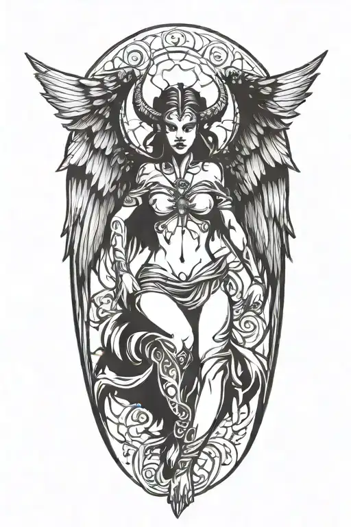 Winged Female Demon Siloutte