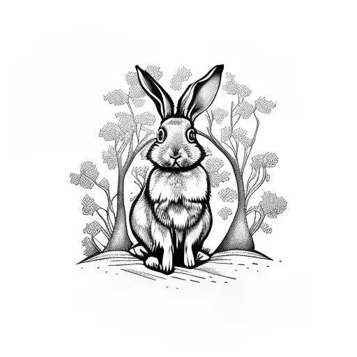 A Rabbit Slouching Under A Ghaf Tree