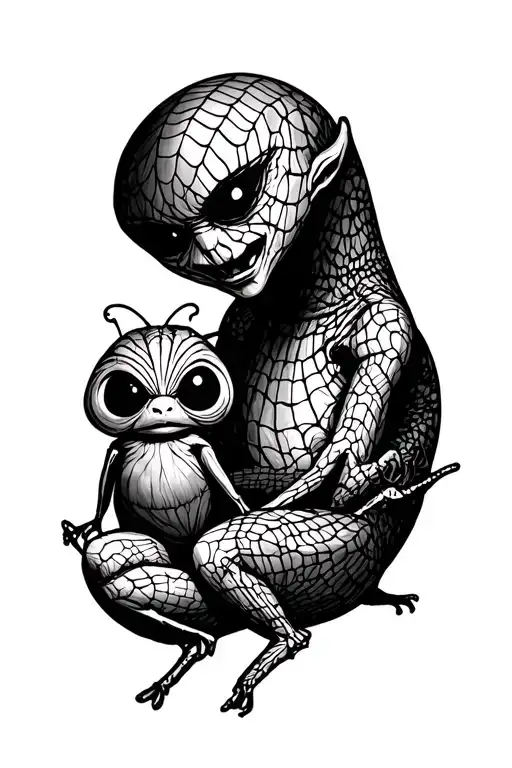 Oogie Boogie With Webbing And Bug Sitting Together