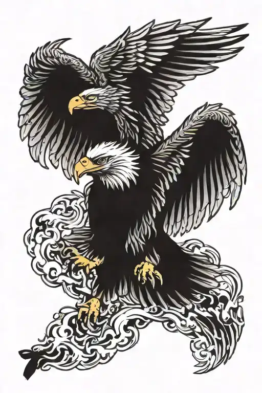 Fire And Eagle Flying