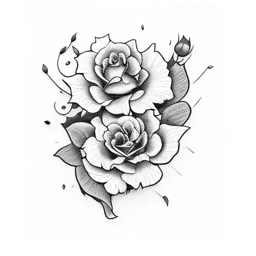 Flowers Bundle Family Red Black White