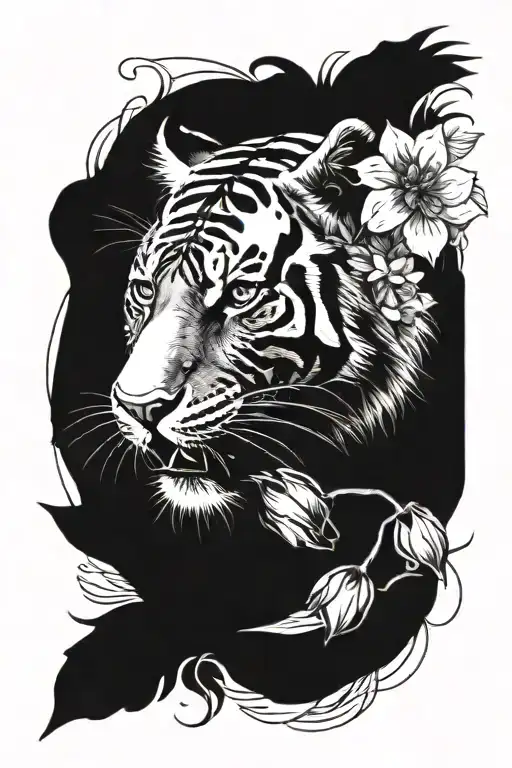 A Tiger With A Flower