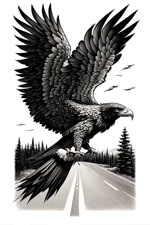 Eagle Wings And Road Leading