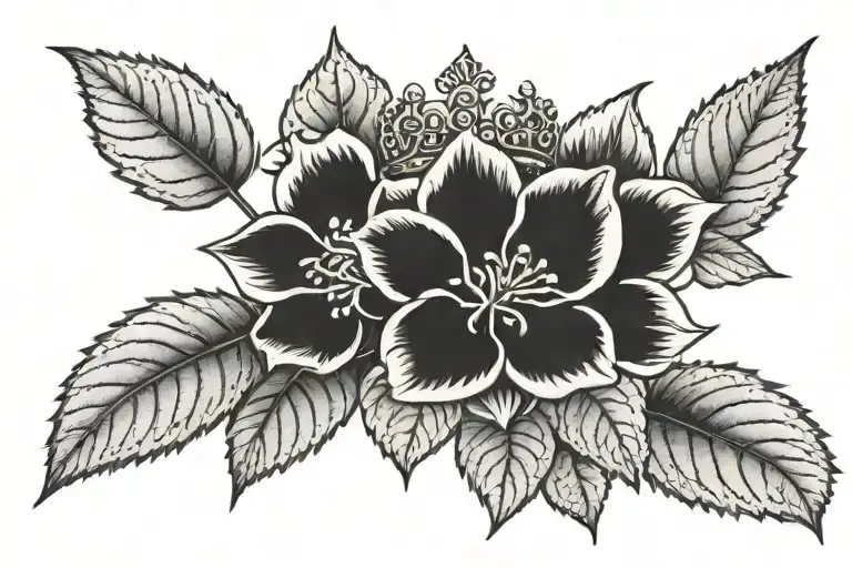 One Hydrangea Flower With A Crown On Top View