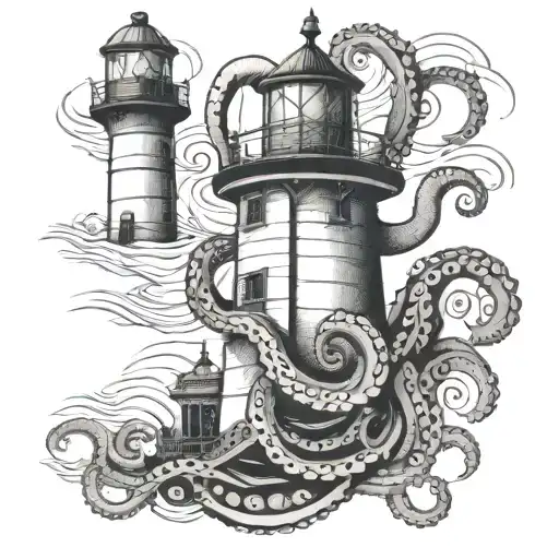Octopus Wrapped Around A Lighthouse