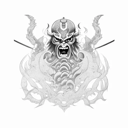 Japanese Demon And Katana