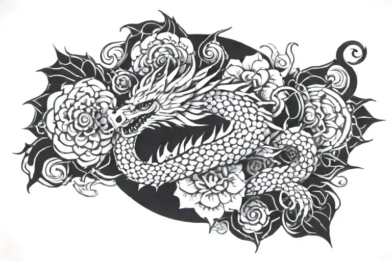 Dragon Scales And Mandala Design Incorporating