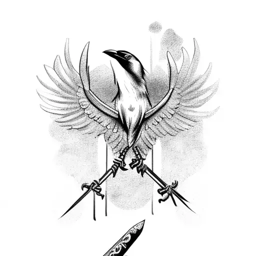 A Crow Perched On A Skeletal Hand Holding A Guitar Pick