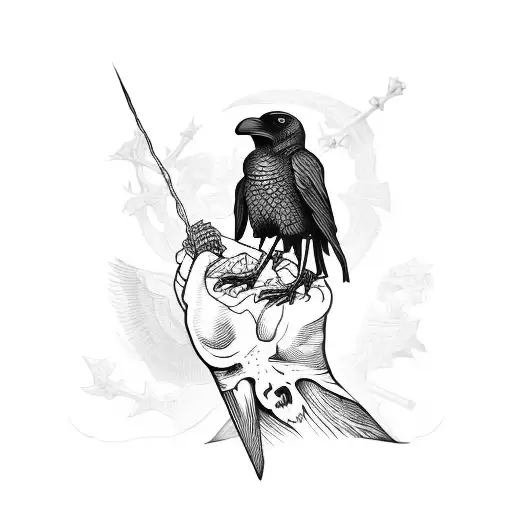 A Skeleton Of Crow In Tarot Card