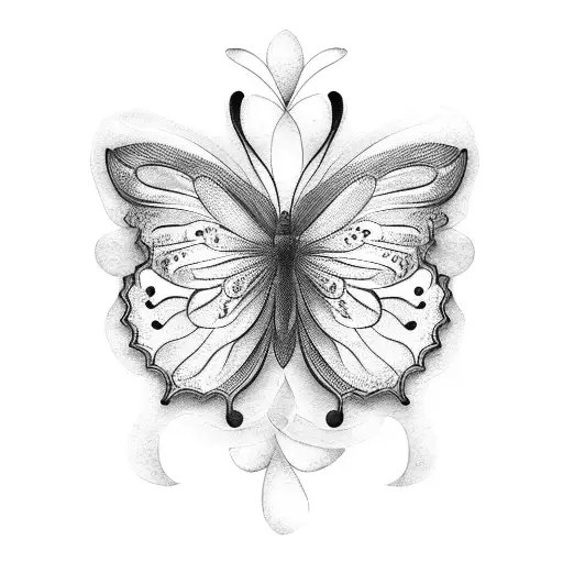 Lily Flowers Surrounded By Delicate Butterfly Silhouettes