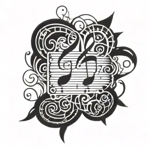 A Tattoo Design Featuring Musical Notes Intertwined With The Names Or Initials Of Your Children