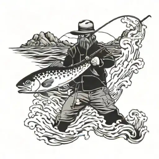 Rock Coast Fishing Man