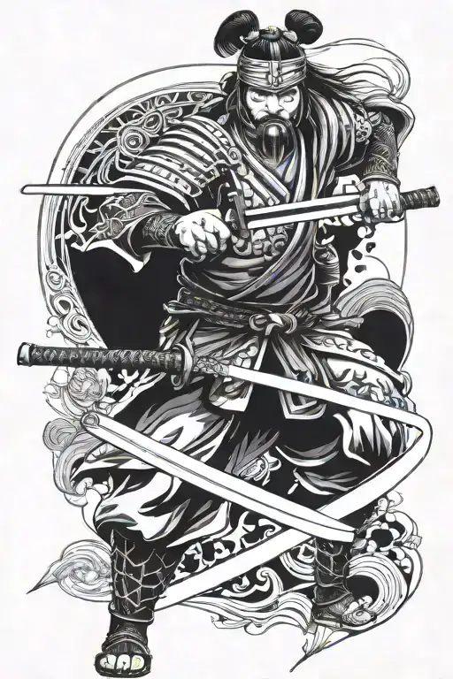 Samurai Warrior Wielding A Sword