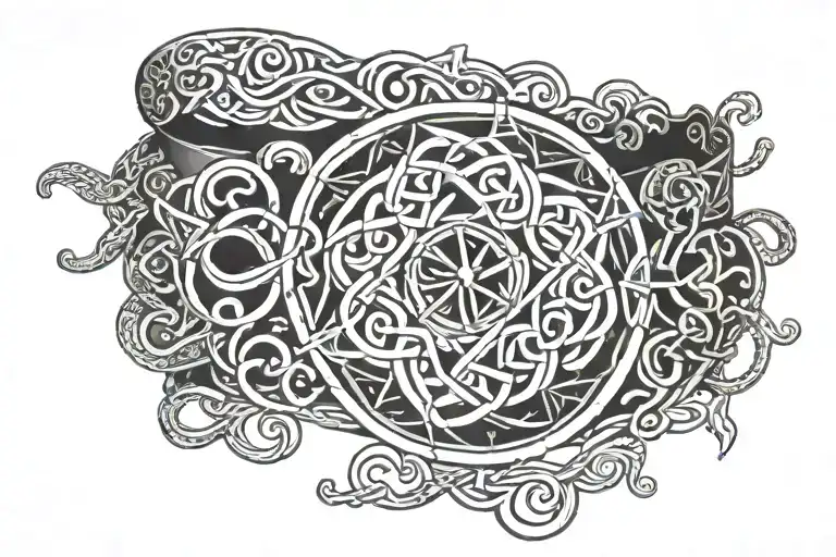 Bracelet Tattoo Surrounding Turks Knotwork Filled By Symbols