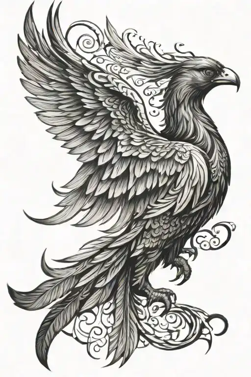 Phoenix With One Wing On Its Shoulder