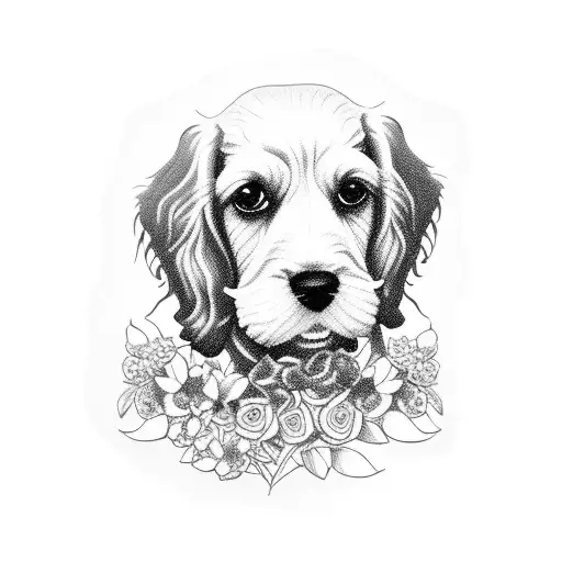 Christian Cross Cocker Spaniel Flowers