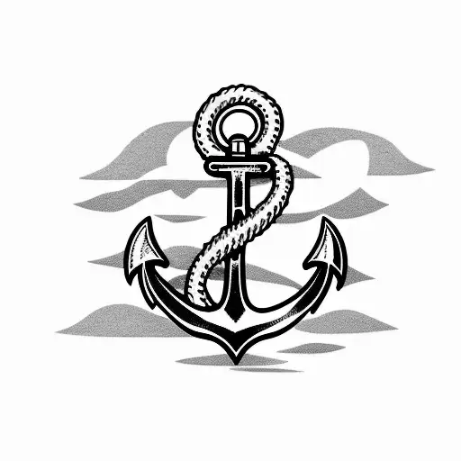Anchor With Waves And Guitar Imagery