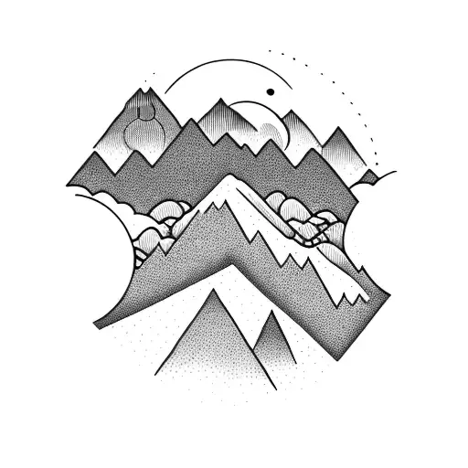 Mountain Trees And Moon