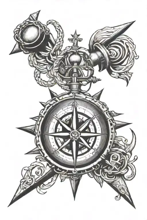 Compass And Anchor Intertwined