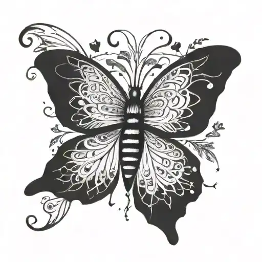 A Moth With Intricate Plant Designs On Its Wings