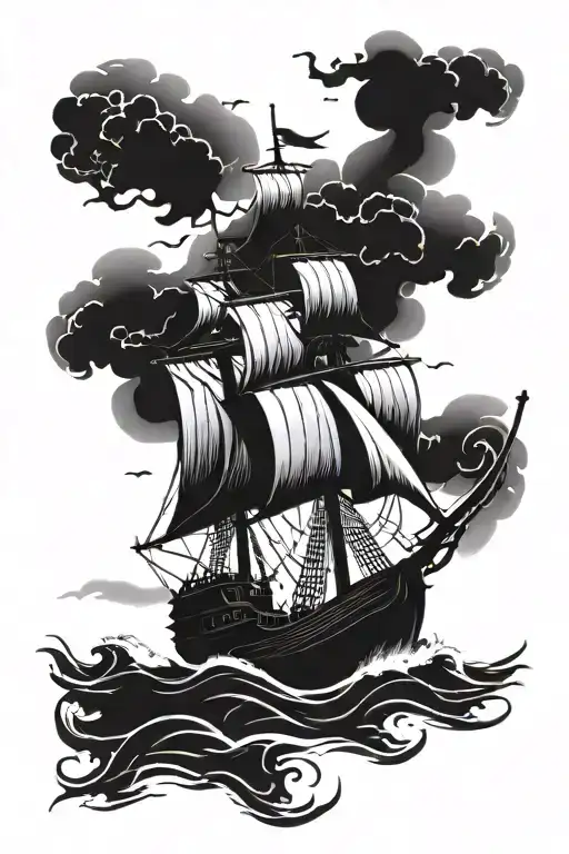 A Viking Ship Battling A Kraken In A Stormy Sea