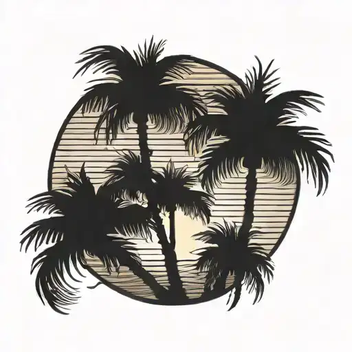 Palm Trees Sunset Sea