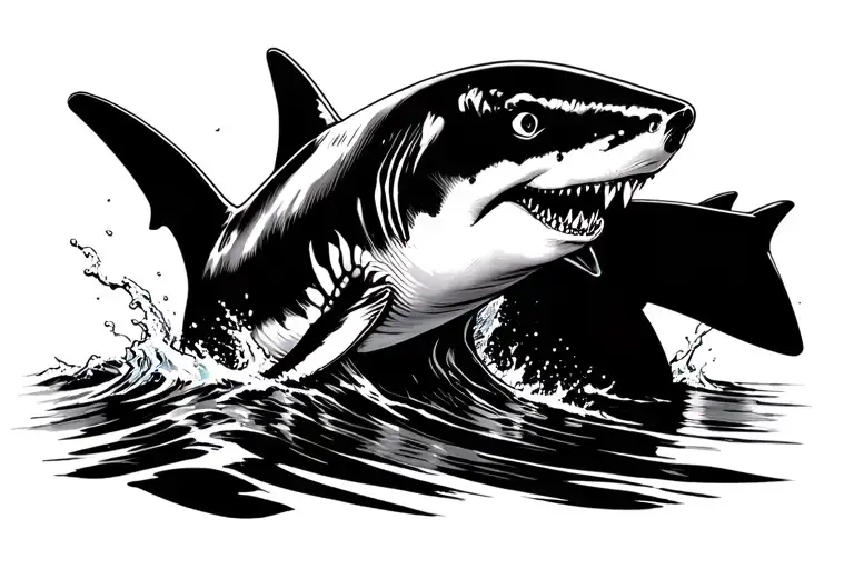 Shark Breaching Water