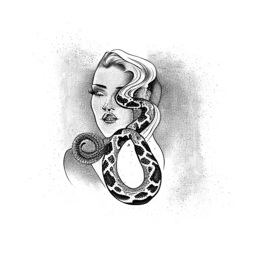 Woman And Snake Arround The Neck