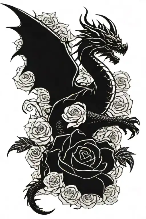 Dragon With Roses