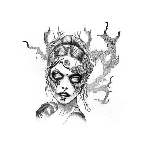 Zombified Beautiful Woman