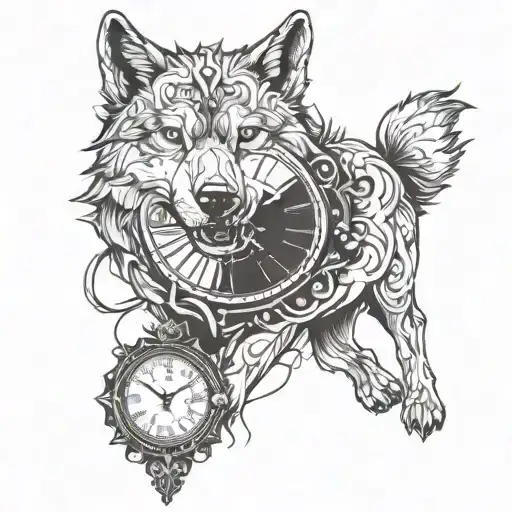 Wolf With A Clock
