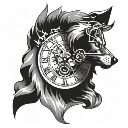Wolf Head Coming Out Of A Clock