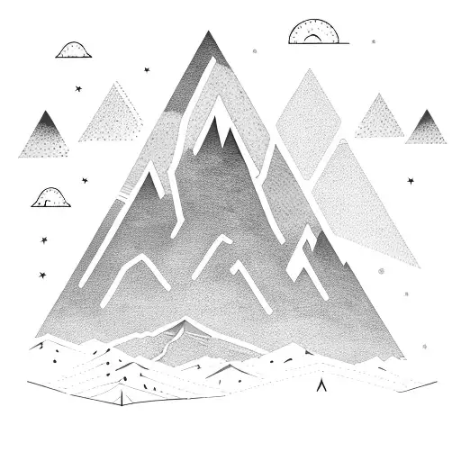 Mountain Range With A Hidden Trail Leading To The Unknown