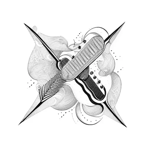 A Quill Pen And A Guitar Merging Into One Unique Design