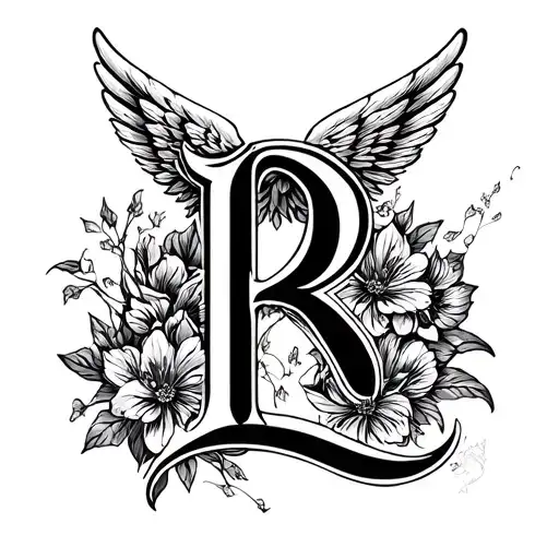 Letter R With Wing And Number 8 On Top