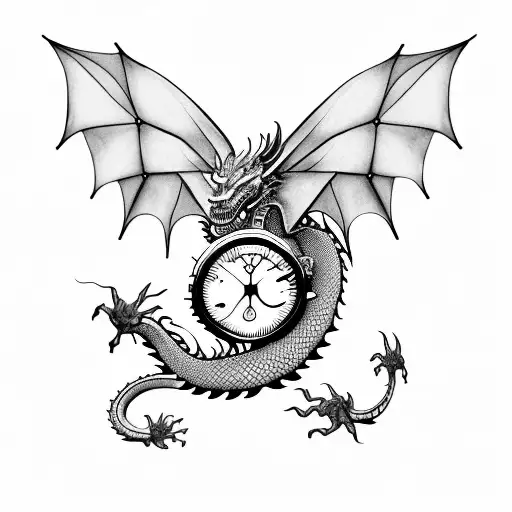 Dragon With Clock And Clepsydre
