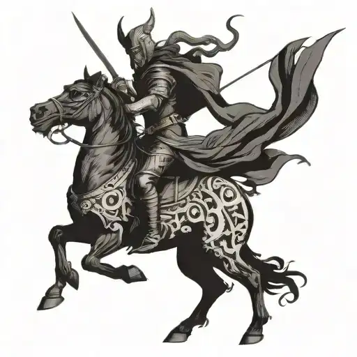 Satan Riding A Horse Which Is Bringing The Plague Over A City