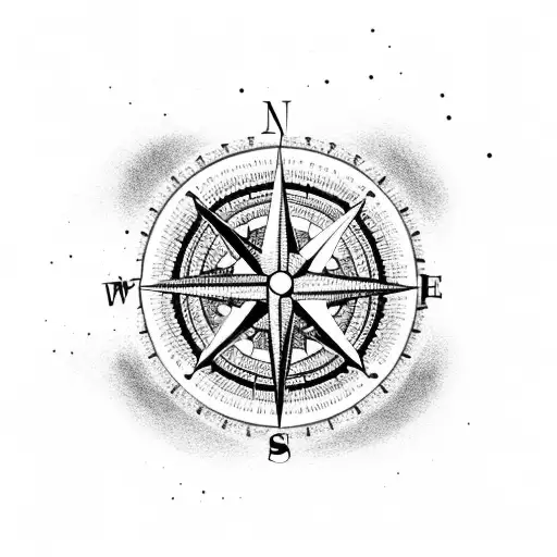 A Compass Surrounded By Various Sports Equipment