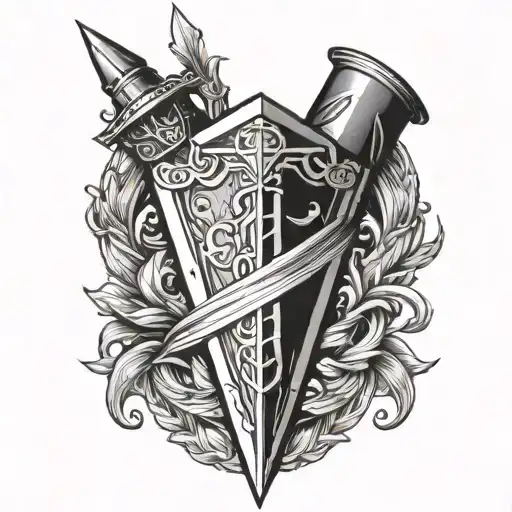 Dagger With Shield With The Initials Ab On It