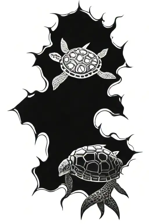 Tribal Turtle In The Abyss